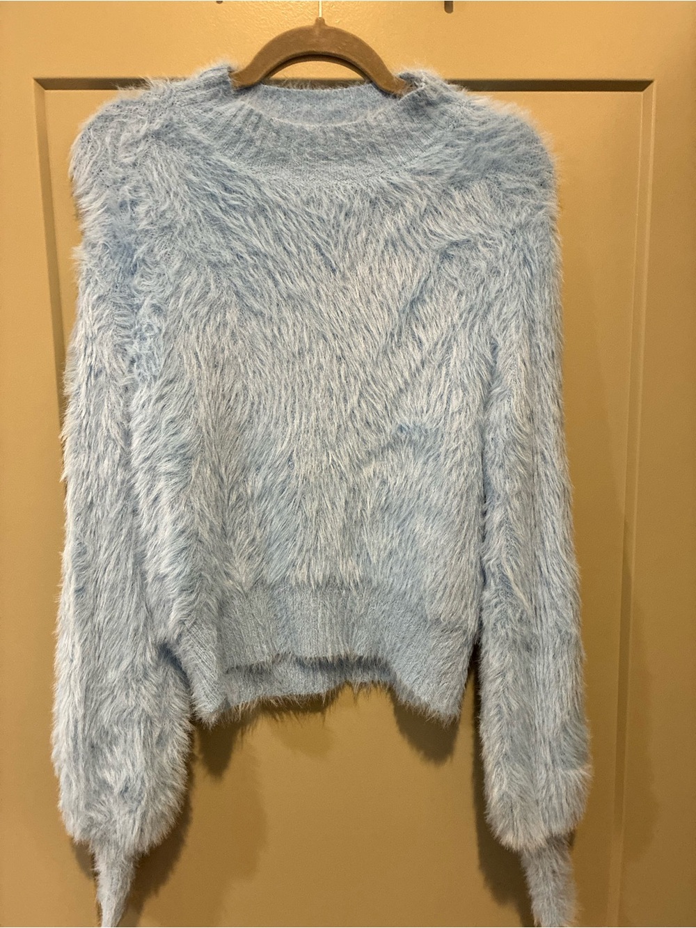 MINKPINK Aria Fluffy Knit Sweater in Baby Blue size Large